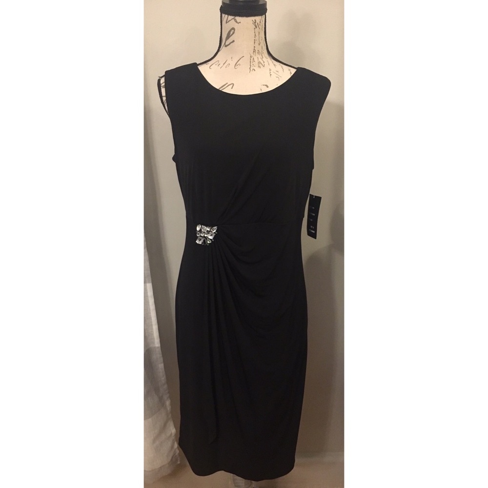 Beautiful Black Dress Size 12 waist beaded detail